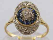 Appraisal: A French hallmarked carat gold sapphire and diamond ring