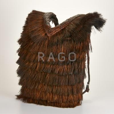 Appraisal: TRIBAL Man s hunting backpack Philippines Wicker and broomcorn x