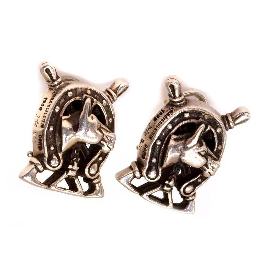 Appraisal: Kieselstein-Cord sterling horse motif earrings signed B Kieselstein-Cord length in