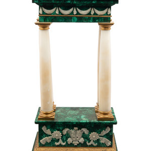 Appraisal: A Continental Gilt Bronze Alabaster and Malachite Veneered Portico Late