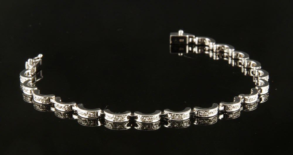 Appraisal: - Romani K Gold and Diamond Bracelet K white gold