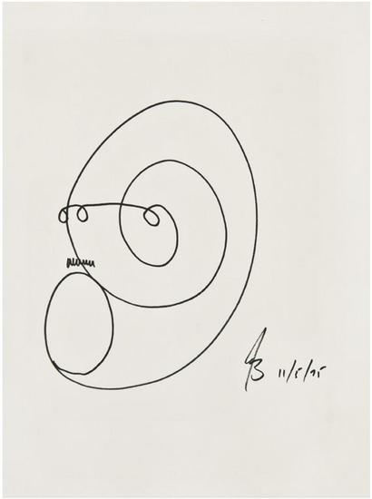 Appraisal: John BARTH American b Self-portrait ink on paper x inches