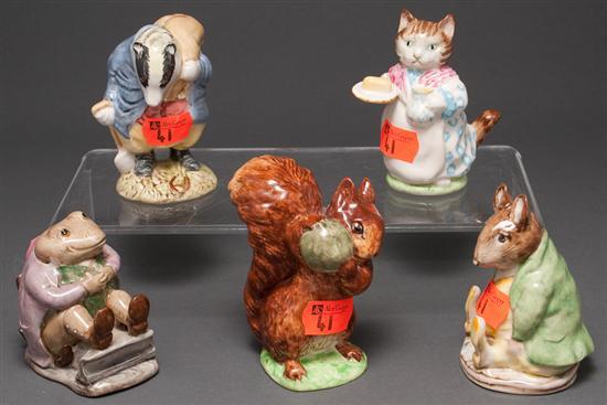 Appraisal: Five Beswick china Beatrix Potter figures comprising Mr Jackson Squirrel