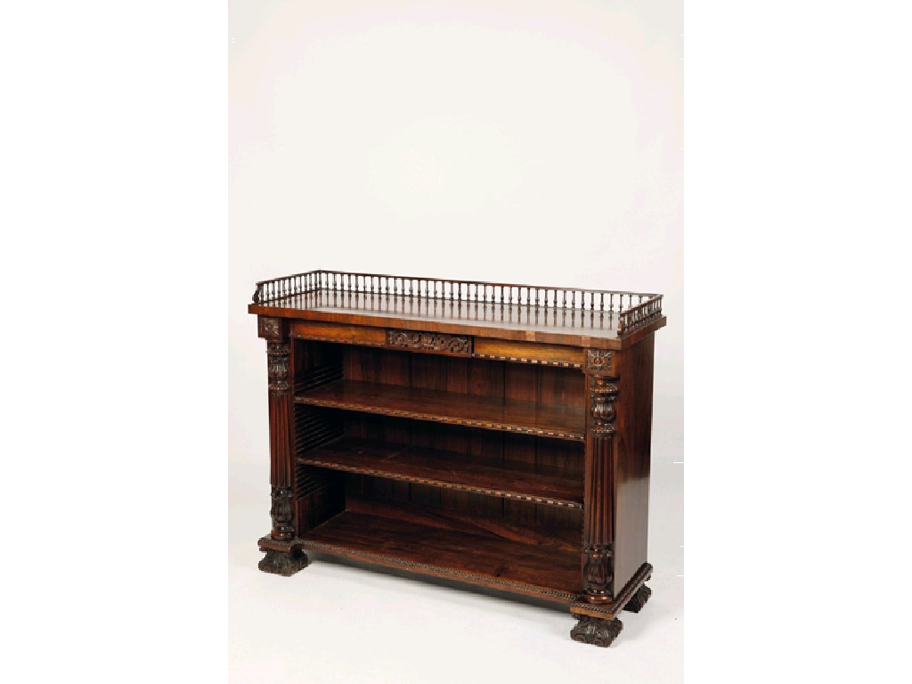 Appraisal: A GEORGE IV ROSEWOOD LIBRARY BOOKCASE attributed to Gillows of