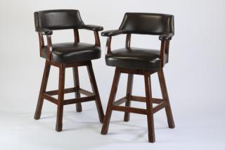 Appraisal: Swivel bar stools with leather upholstery h Pair of contemporary