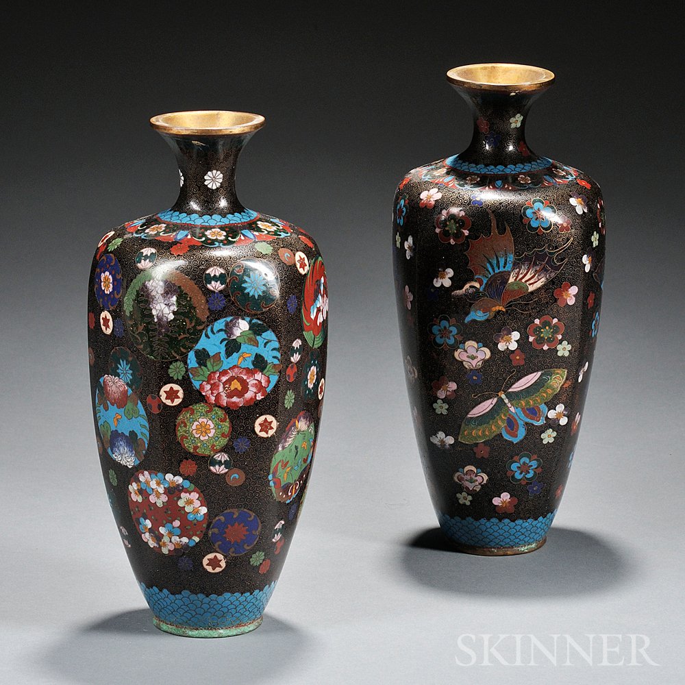 Appraisal: Two Cloisonne Vases Japan th century both bulbous with a