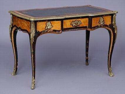 Appraisal: LOUIS XV-STYLE BRASS-MOUNTED FRUITWOOD BUREAU PLAT The oblong crossbanded top