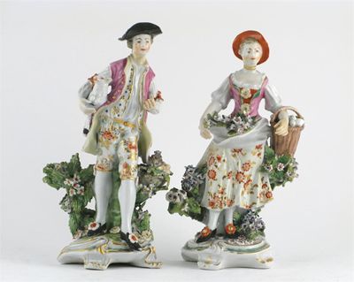 Appraisal: A pair of Derby figures of a shepherd and his