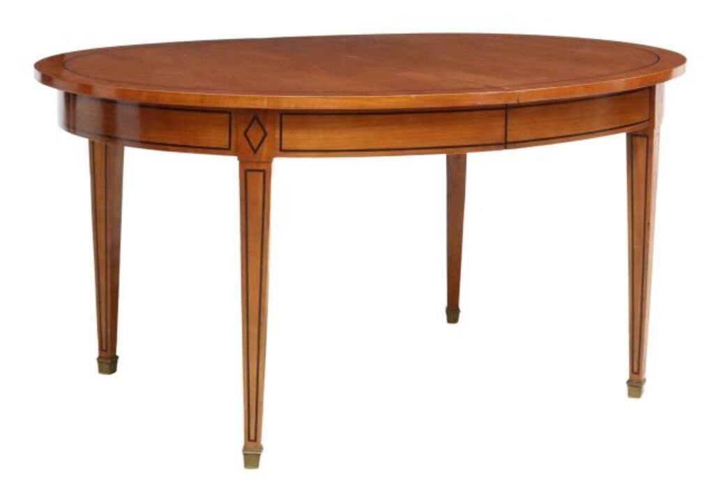 Appraisal: French Directoire style fruitwood extension table th c having oval