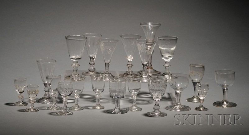 Appraisal: Twenty-one Assorted Colorless Blown Wine Glasses America early th century