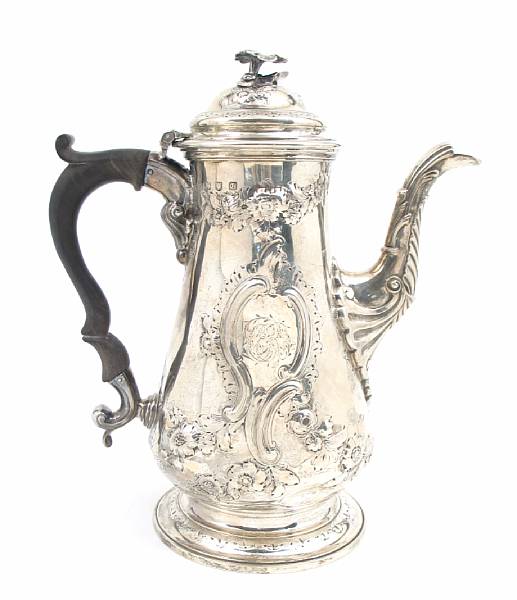 Appraisal: A George III silver coffee pot with rococo decorationJohn Berthellot