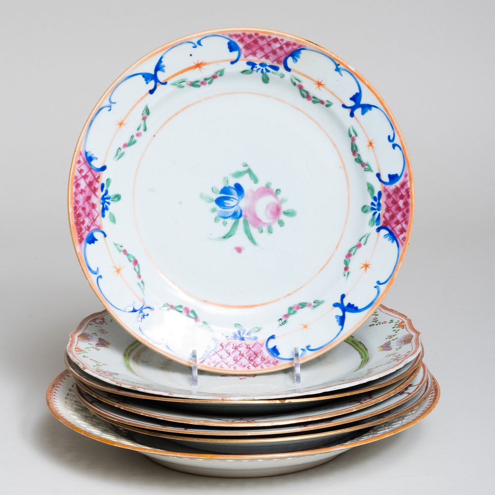 Appraisal: Group of Seven Chinese Export Famille Rose Porcelain Plates Comprising