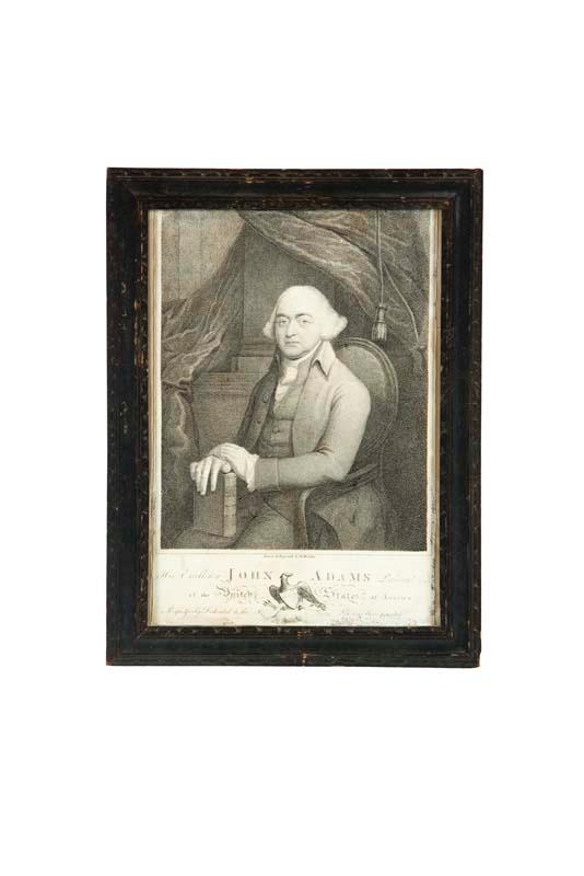 Appraisal: PORTRAIT OF JOHN ADAMS Engraving on wove paper drawn and