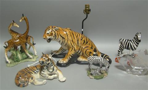 Appraisal: COLLECTION OF JUNGLE ANIMAL FIGURINES Consisting of a large tiger