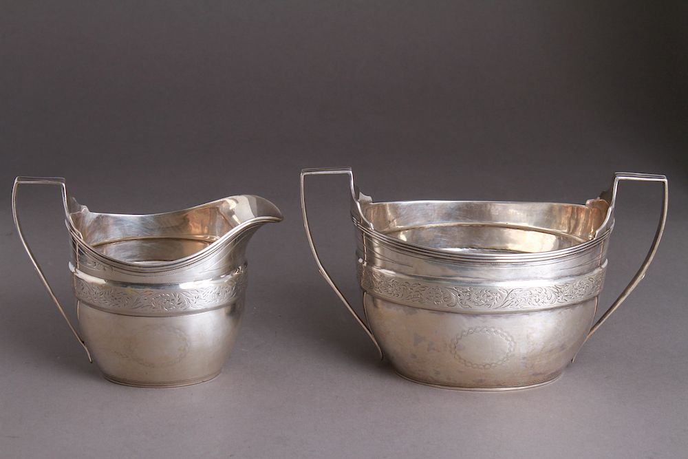 Appraisal: Scottish Sterling Silver Creamer and Sugar th C Scottish sterling