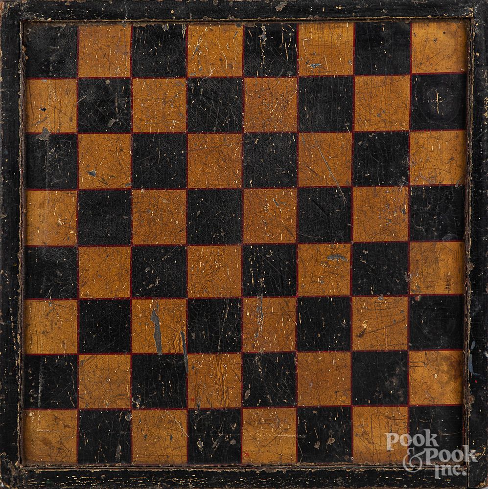 Appraisal: Painted checkerboard late th c Painted checkerboard late th c