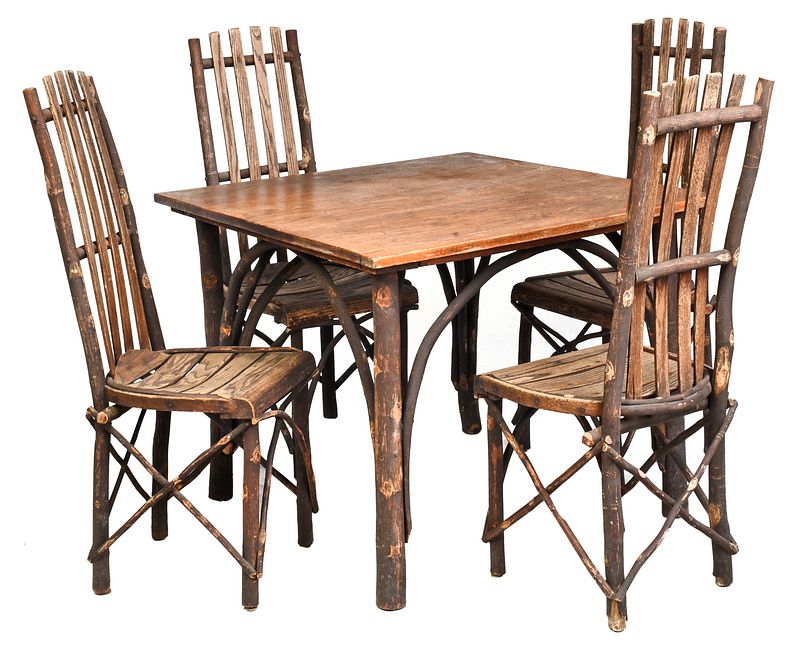 Appraisal: Marshall Lynch Rustic Dining Set th century comprising table and