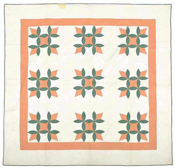 Appraisal: Pennsylvania floral appliqu quilt early th c x