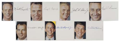 Appraisal: Mercury Astronauts Seven Cards each Signed by one of the