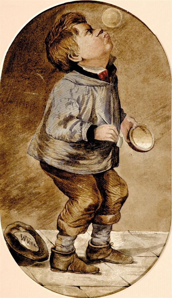 Appraisal: Joseph Williams Topham Vinall British - BOY BLOWING BUBBLE watercolor