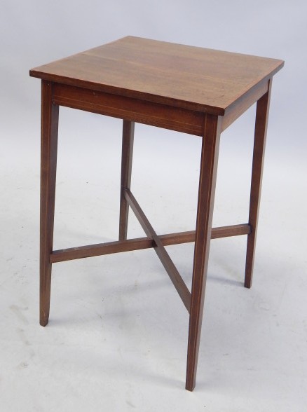 Appraisal: An Edwardian mahogany and satinwood cross banded occasional table with