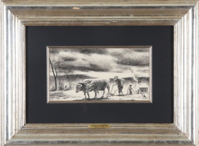 Appraisal: Pastoral landscape graphite x sight label verso post office mural