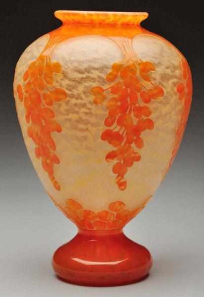 Appraisal: French Art Glass La Verre Francais Vase Description Circa Acid-cut