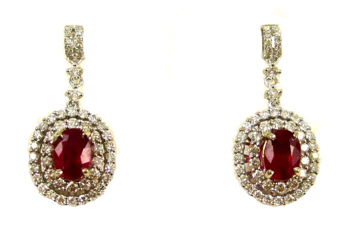 Appraisal: PAIR OF RUBY AND DIAMOND EARRINGS each k white gold