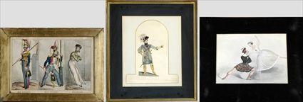 Appraisal: English Tinsel Engraving of an Actor Together with a watercolor