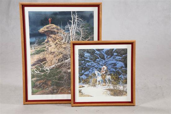 Appraisal: TWO BEV DOOLITTLE PRINTS Eagle Heart h w Framed and