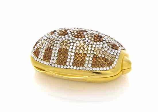 Appraisal: A Judith Leiber Silver and Amber Crystal Turtle Pillbox Stamped