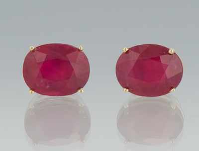 Appraisal: A Pair of Ladies' Ruby Solitaire Ear Studs k yellow