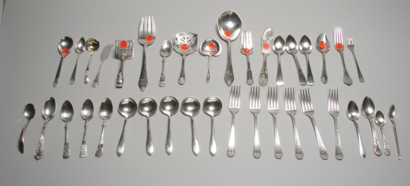 Appraisal: THIRTY-EIGHT PIECES OF AMERICAN SILVER FLATWARE By various makers Consists