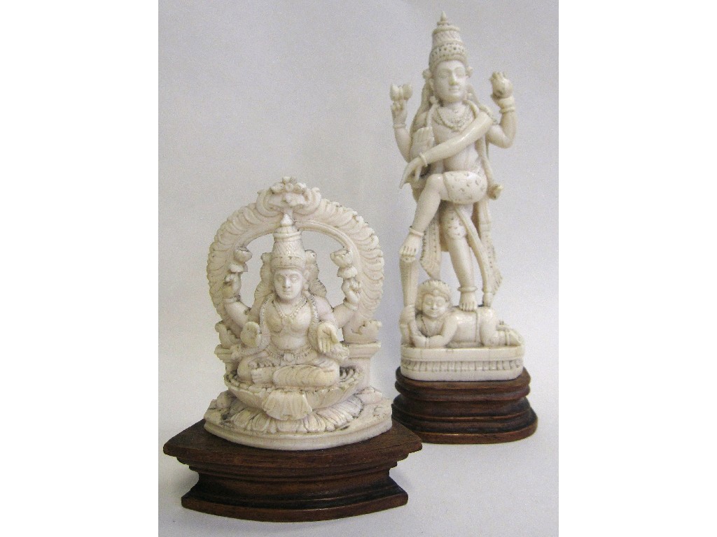 Appraisal: Two carved bone models of Shiva