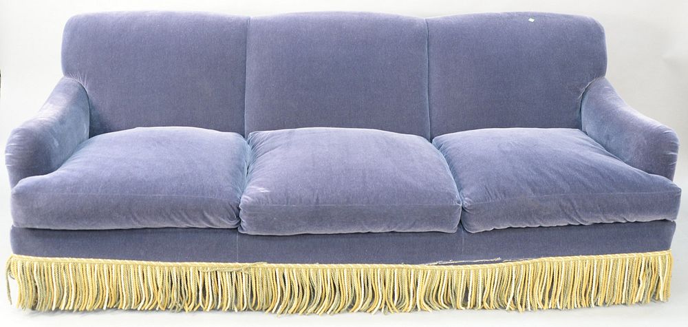 Appraisal: Large mohair upholstered three cushion sofa lg in ht in