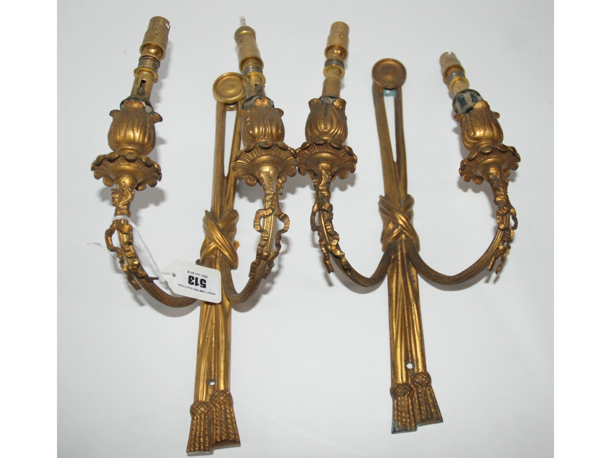 Appraisal: A pair of gilt-metal wall lights another and collection of