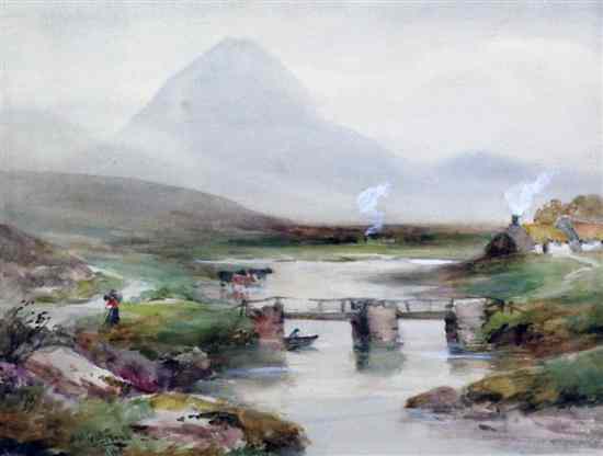 Appraisal: William Bingham McGuinness - watercolour 'Old bridge near Gweedor Donegal