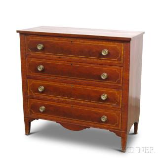 Appraisal: Federal-style Inlaid Mahogany Chest of Drawers ht wd dp in