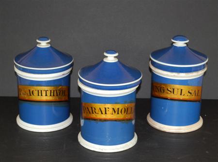 Appraisal: A collection of Apothecary jars comprising ten graduated jars and