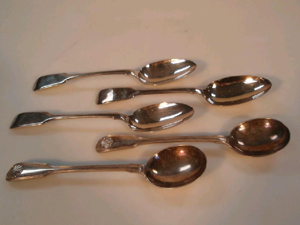 Appraisal: Three EPNS fiddle pattern table spoons together with a pair