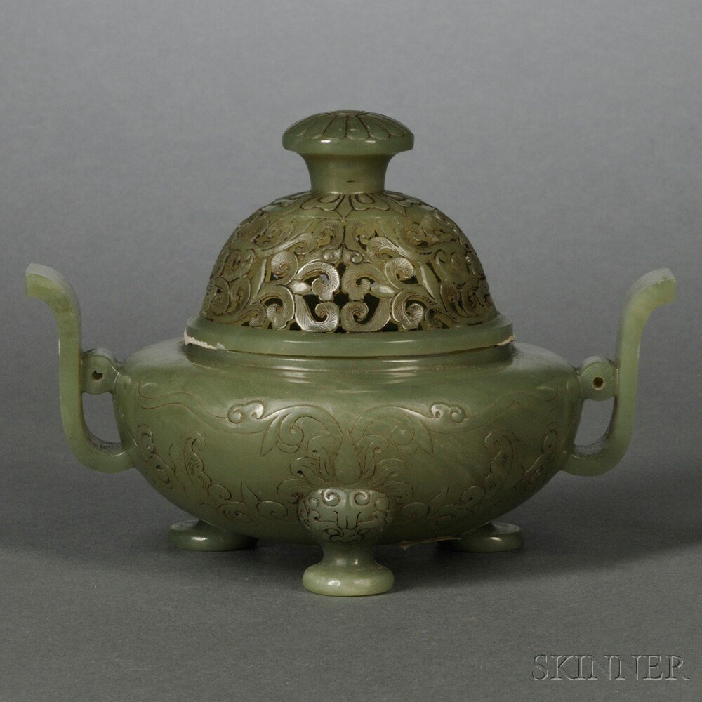 Appraisal: Jade Censer China th th century the small globular shape