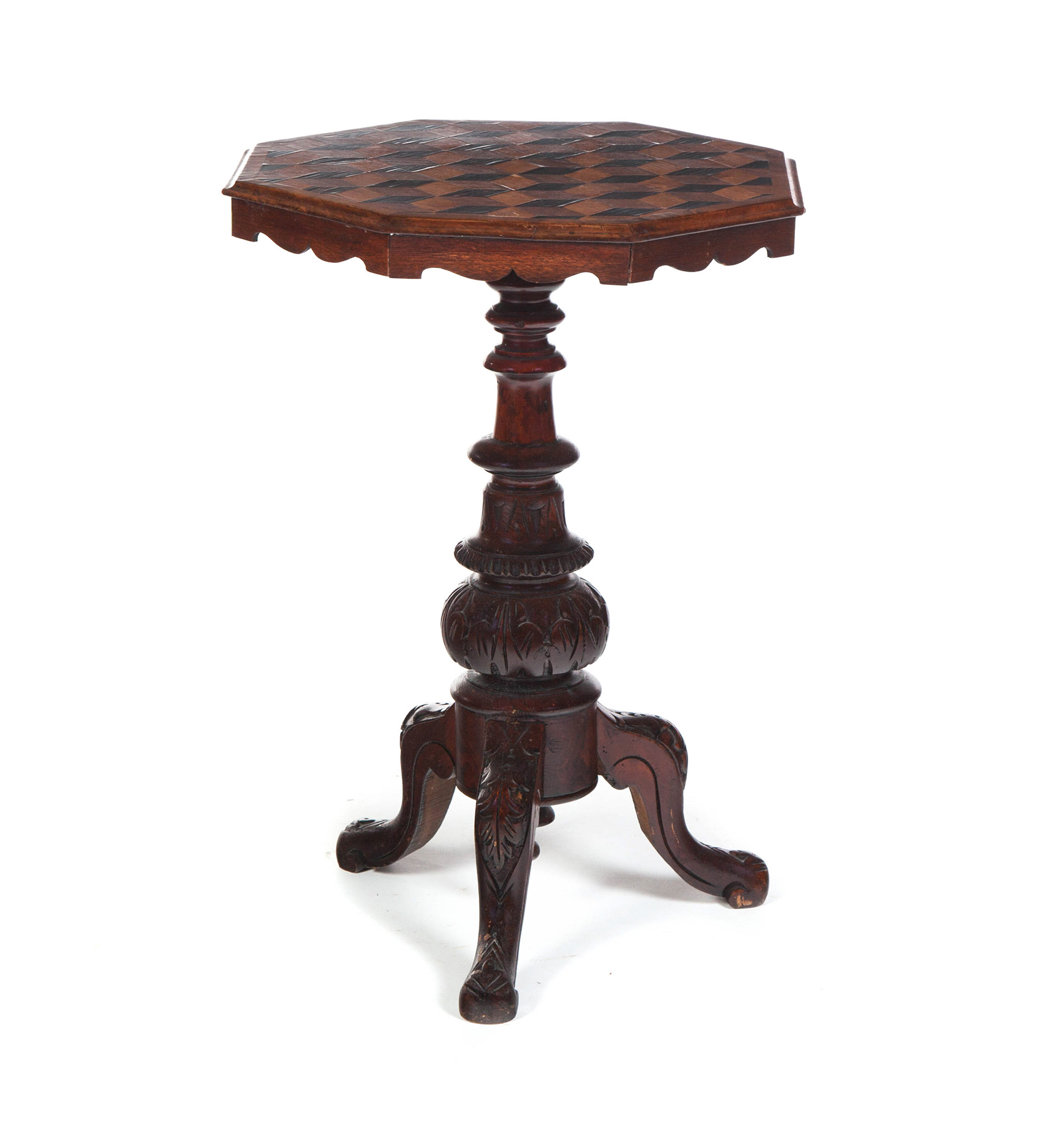 Appraisal: OCTAGONAL TOP TILT TOP TEA TABLE WITH INLAYS American late