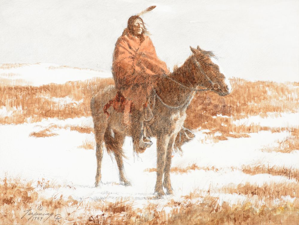 Appraisal: Howard Terpning b Cold Montana Morning Exclusive on Bidsquare HOWARD