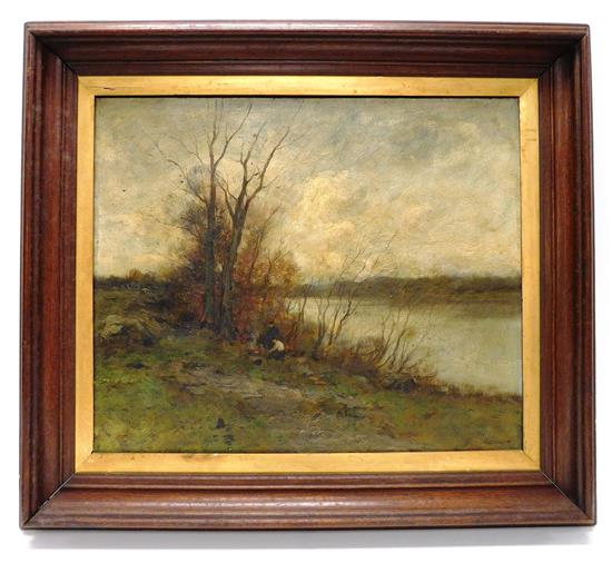 Appraisal: Charles P Gruppe American - oil on canvas fall landscape