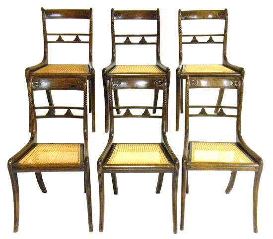 Appraisal: Set of six grain-painted dining chairs American probably New York