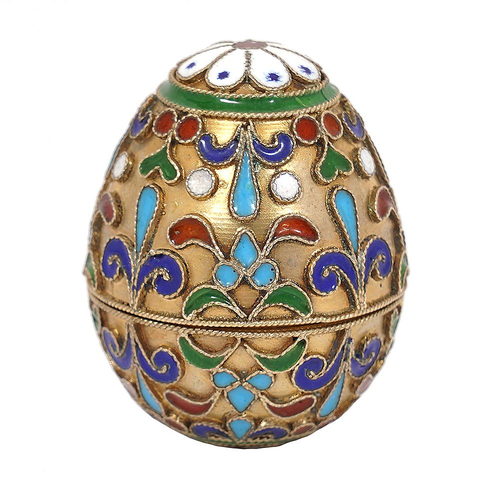 Appraisal: Russian Imperial Miniature Silver Enamel Egg Russian Imperial silver enamel