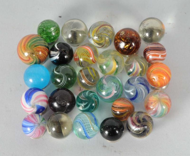 Appraisal: Lot of Assorted Handmade Marbles Description Includes two Lutz one