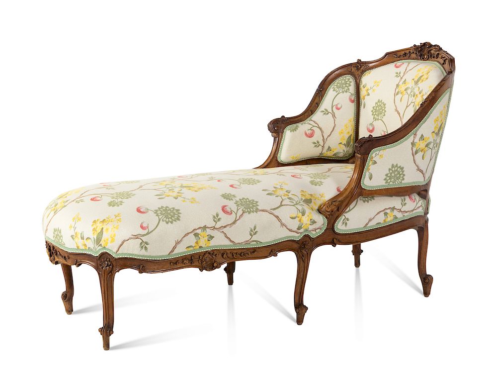 Appraisal: A Louis XV Style Walnut Chaise Longue A Louis XV