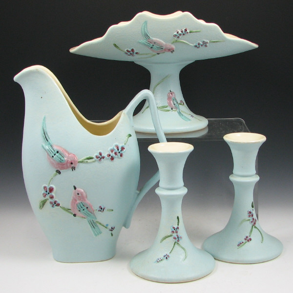 Appraisal: Hull Serenade - Candleholders Pitcher Bowl Lot of four pieces