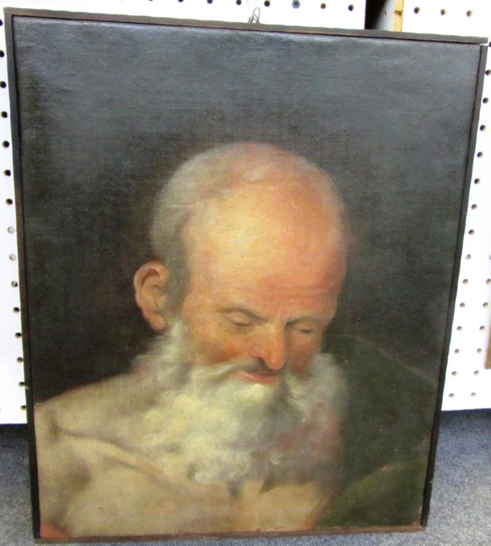 Appraisal: Follower of Ubaldo Gandolfi Democritus oil on canvas cm x